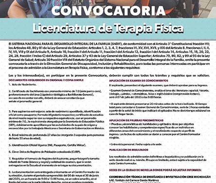 DIF Michoacán abre convocatoria para licenciatura en Terapia Física