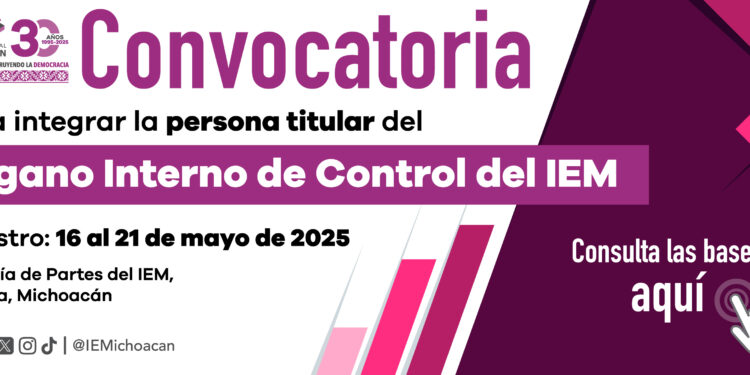Inicia recepción de documentos para ocupar la titularidad del órgano de control interno del IEM