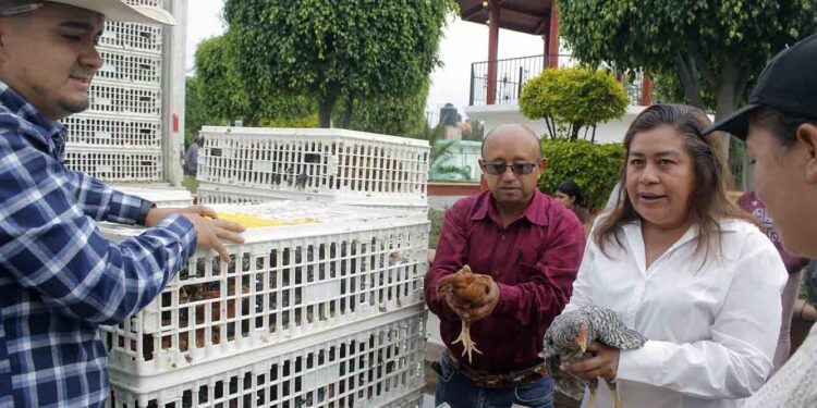 Belinda Iturbide entrega en Puruándiro 500 paquetes de aves de corral