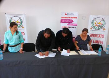 Firma Convenio Sindicato de Limpia y Transportes con CETEC e ICATMI para capacitación de sus agremiados