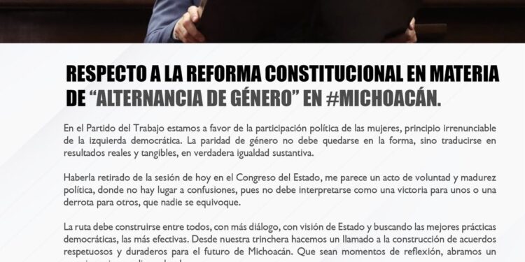 Respecto a la reforma constitucional en materia de “alternancia de género” en #Michoacán