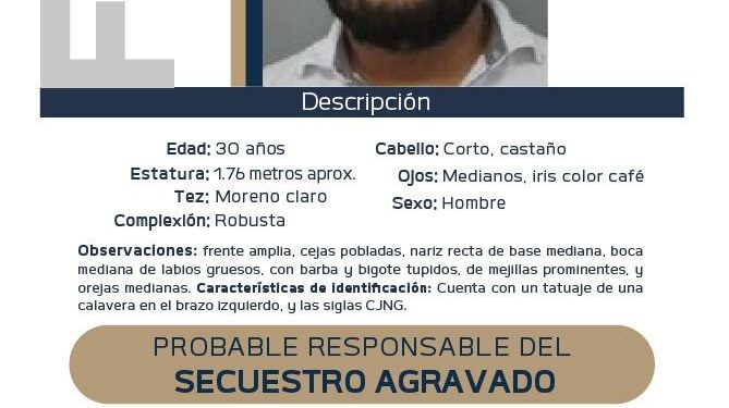 Publican Gobierno de Michoacan y FGE cédula de recompensa para la detención de William Edwin Rivera Padilla, el Barbas, por su posible participación en el delito de secuestro agravado