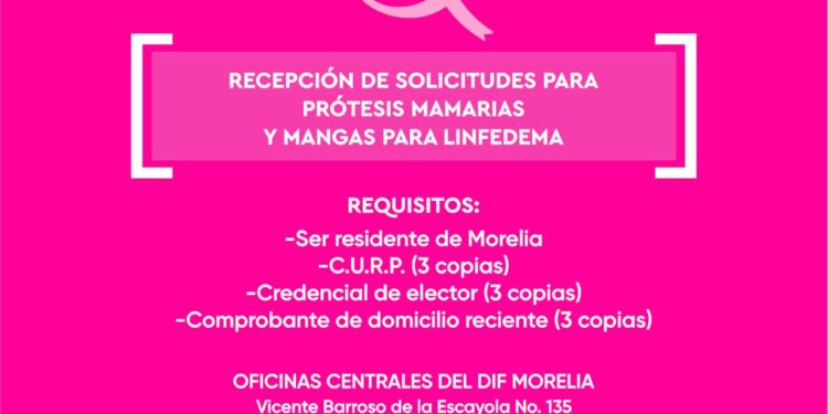 DIF Morelia abre solicitudes de apoyos gratuitos a mujeres con cáncer de mama