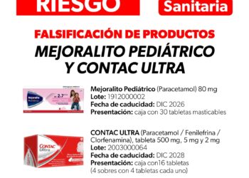 Llama SSM a no consumir Mejoralito pediátrico y Contac Ultra por falsificación