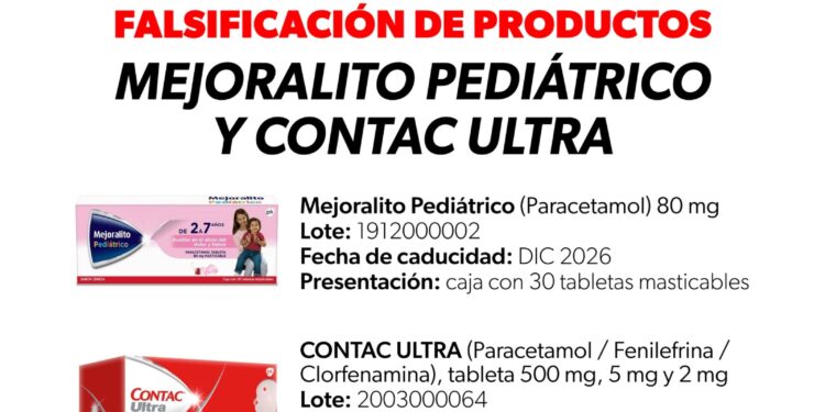 Llama SSM a no consumir Mejoralito pediátrico y Contac Ultra por falsificación