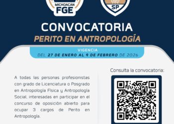 Se ofertan tres plazas, dos para Perito en Antropología Física y una para Antropología Social en áreas estratégicas de la institución